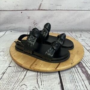 Schutz Sandals‎ Womens Size 9B Black Kareena Knot Leather Woven Open Toe